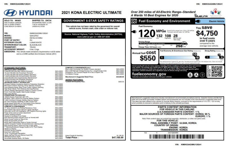 2021 Hyundai Kona Electric Ultimate