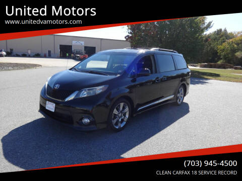 2011 Toyota Sienna for sale at United Motors in Fredericksburg VA