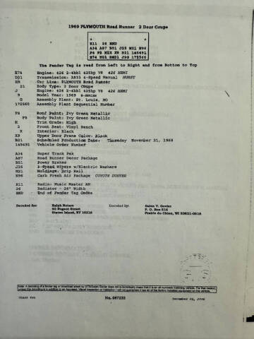 1969 Plymouth Roadrunner