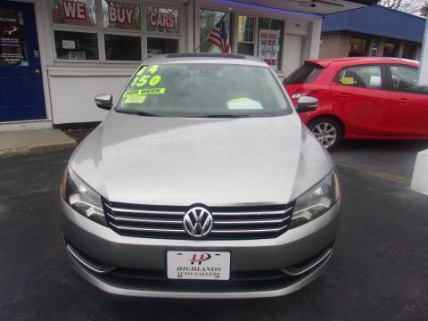 2014 Volkswagen Passat for sale at Highlands Auto Gallery in Braintree MA