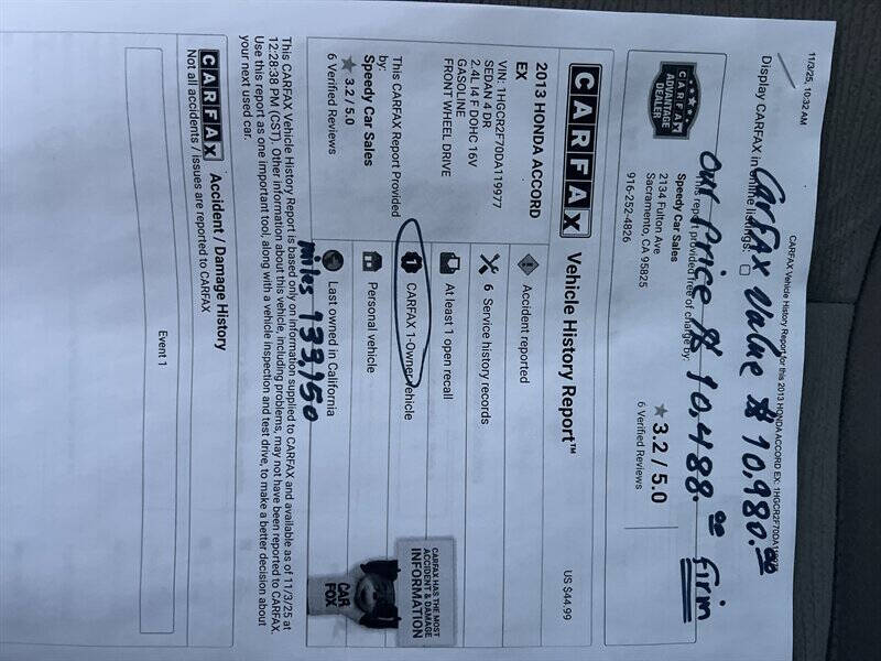 2013 Honda Accord EX