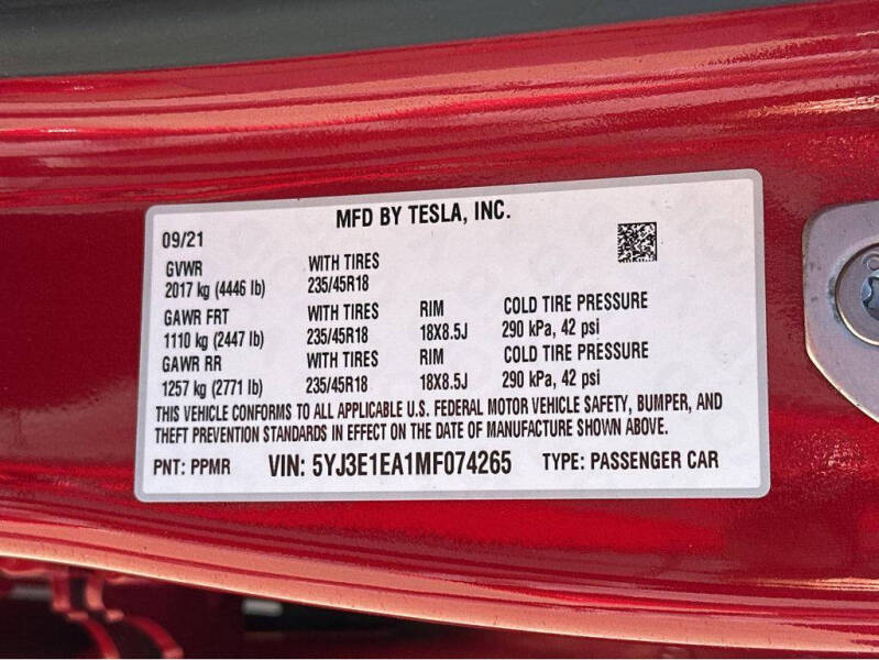 2021 Tesla Model 3 Standard Range Plus