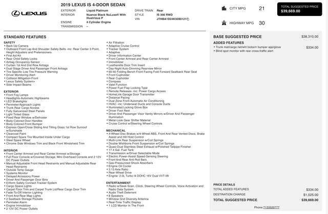 2019 Lexus IS 300