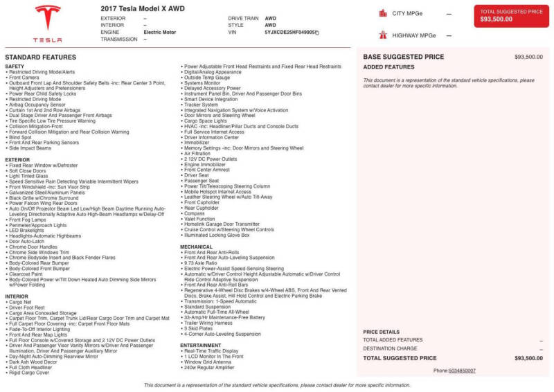2017 Tesla Model X 75D