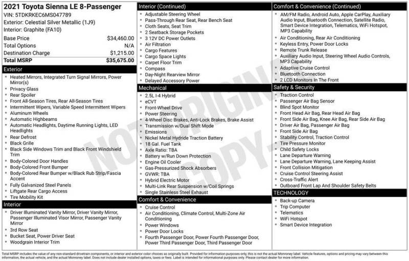 2021 Toyota Sienna LE 8-Passenger