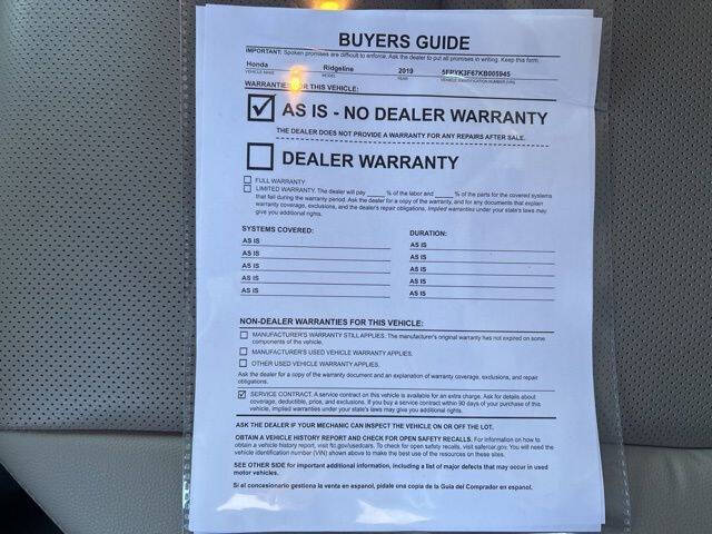 2019 Honda Ridgeline RTL-T