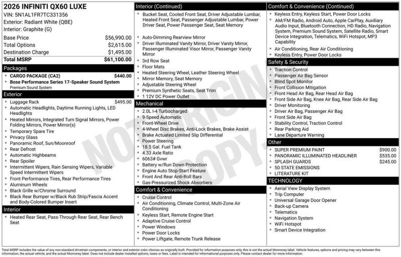 2026 Infiniti QX60 Luxe