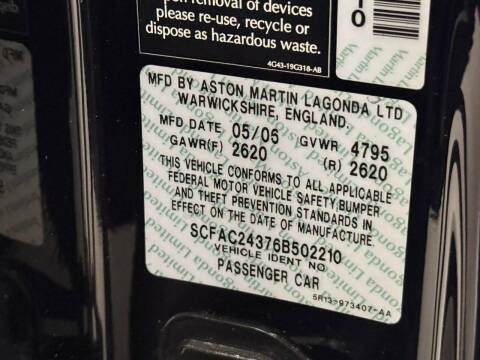 2006 Aston Martin V12 Vanquish S