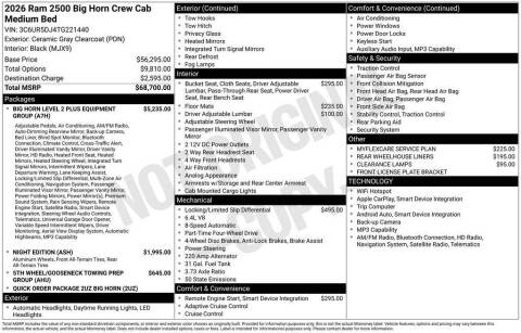 2026 RAM 2500 Big Horn