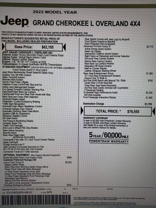 2023 Jeep Grand Cherokee L Overland