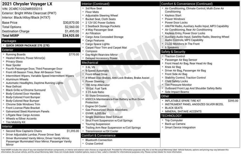 2021 Chrysler Voyager LX