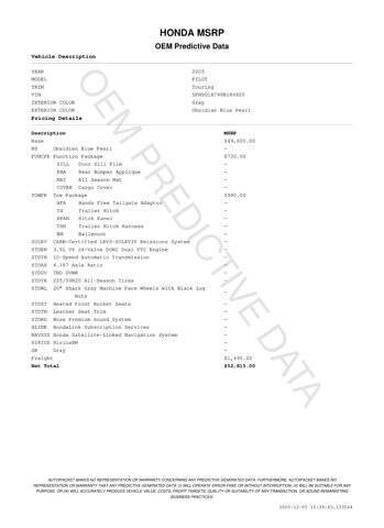 2025 Honda Pilot Touring