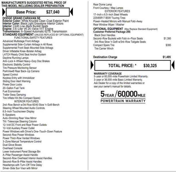2019 Dodge Grand Caravan SE