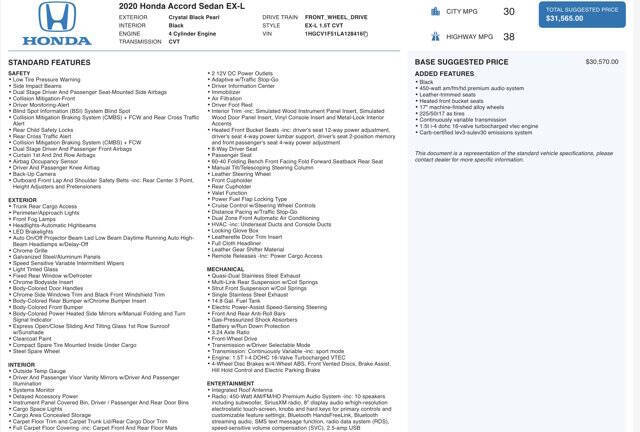 2020 Honda Accord EX-L