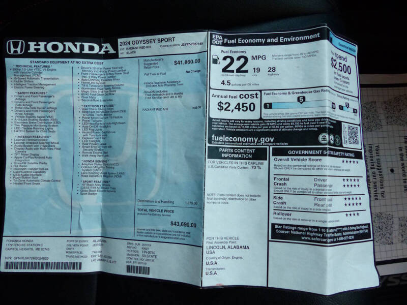 2024 Honda Odyssey Sport