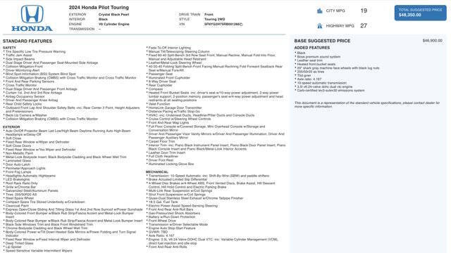 2024 Honda Pilot Touring