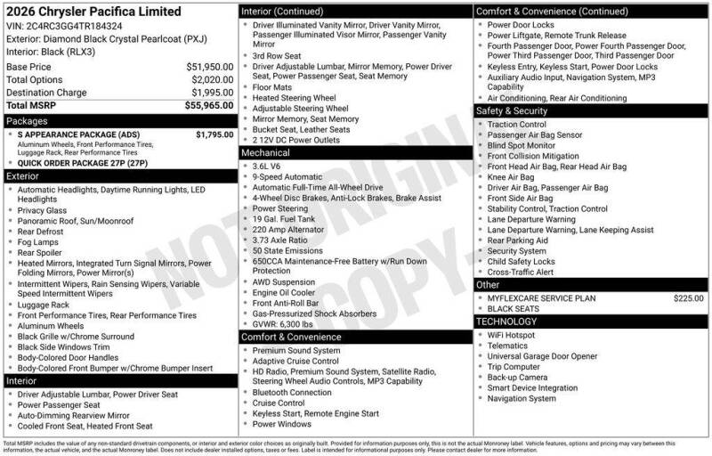 2026 Chrysler Pacifica Limited