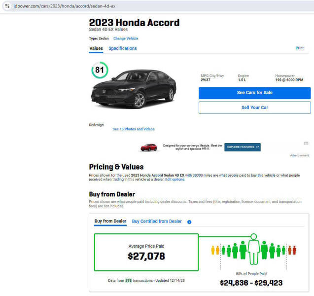 2023 Honda Accord EX