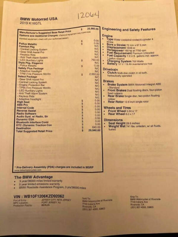 2019 BMW K16GTL