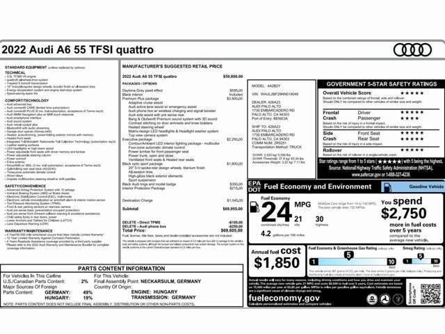 2022 Audi A6 quattro Premium Plus 55 TFSI