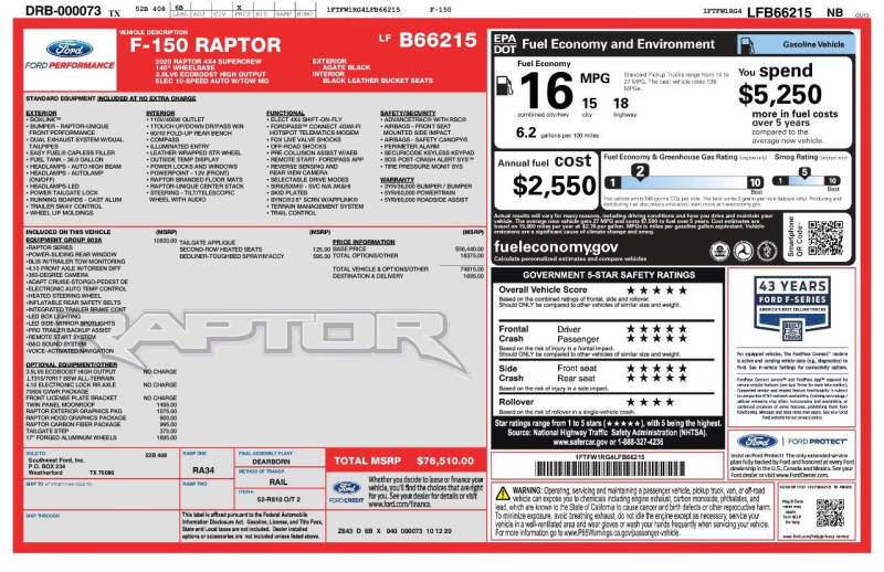 2020 Ford F-150 Raptor