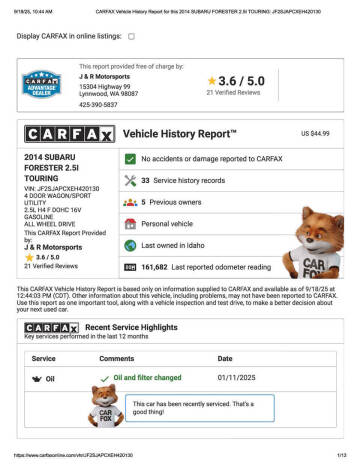 2014 Subaru Forester 2.5i Touring