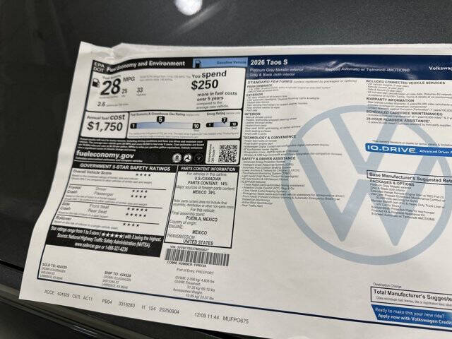 2026 Volkswagen Taos S 4Motion