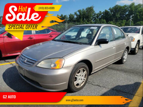 2002 Honda Civic for sale at G2 AUTO in Finksburg MD