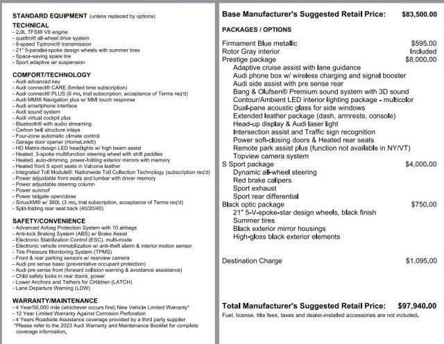 2023 Audi S7 2.9T quattro Prestige