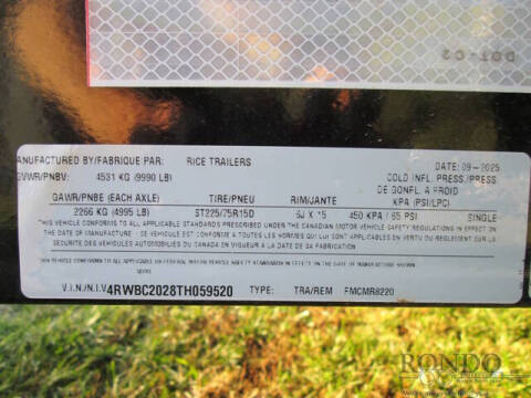 2026 Rice Trailers Car Hauler FMCMR8220