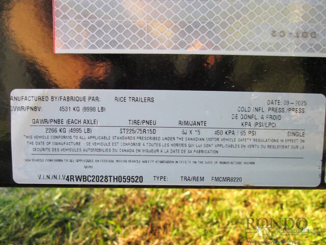 2026 Rice Trailers Car Hauler FMCMR8220