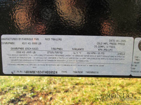 2026 Rice Trailers Equipment FMEMR8218