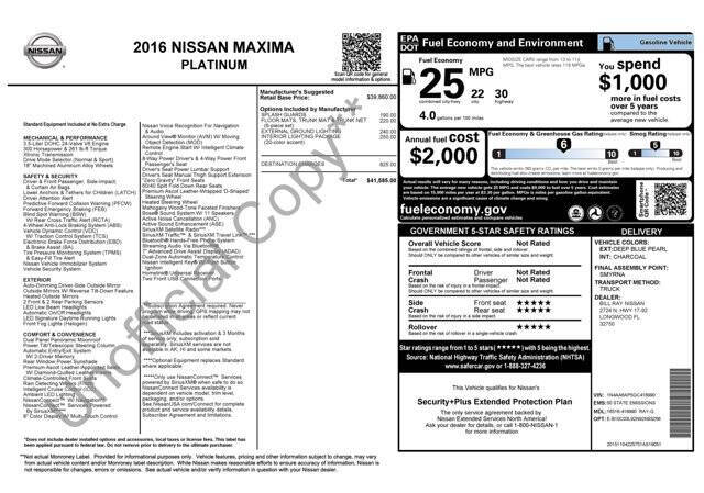 2016 Nissan Maxima Platinum