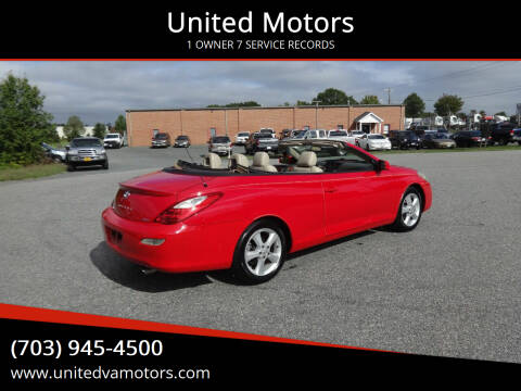 2007 Toyota Camry Solara for sale at United Motors in Fredericksburg VA