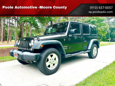 2016 Jeep Wrangler Unlimited for sale at Poole Automotive in Laurinburg NC