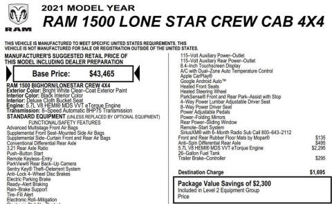 2021 RAM 1500