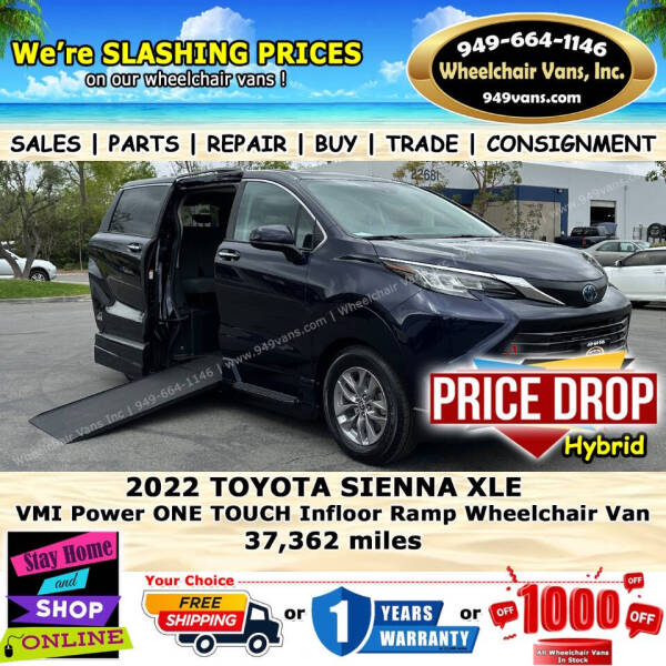 2022 Toyota Sienna for sale at Wheelchair Vans Inc in Laguna Hills CA