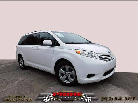 2015 Toyota Sienna for sale at PRIME MOTORS LLC in Arlington VA