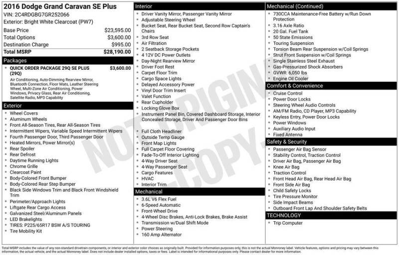 2016 Dodge Grand Caravan SE