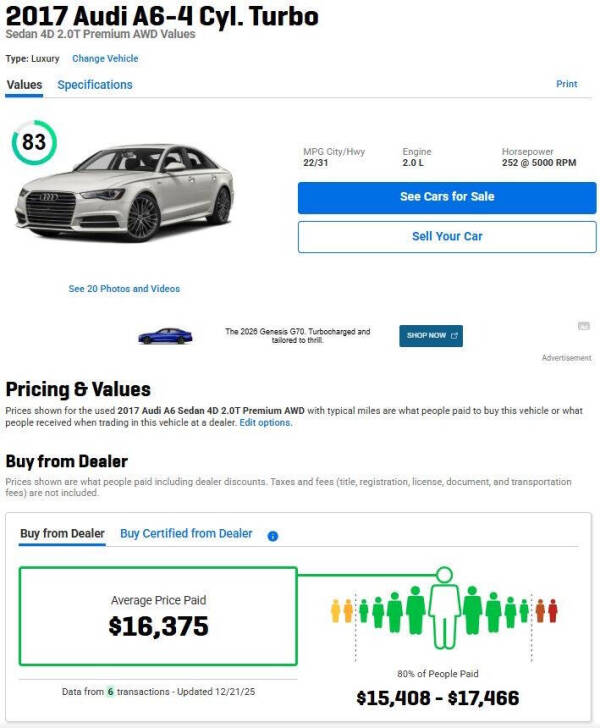 2017 Audi A6 2.0T quattro Premium