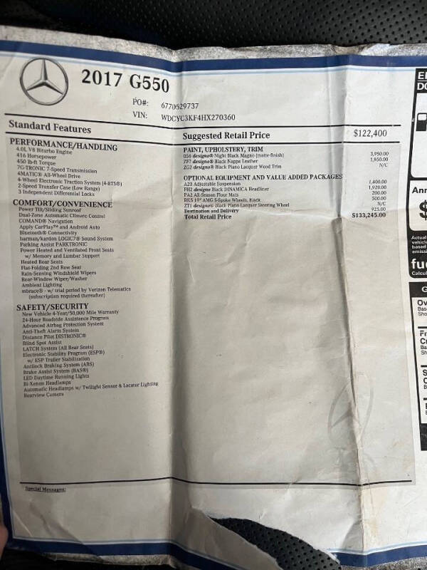 2017 Mercedes-Benz G-Class G 550