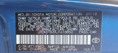 2018 Toyota Prius c Two