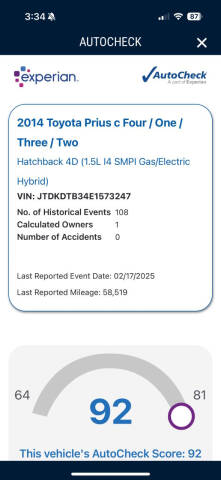 2014 Toyota Prius c Three