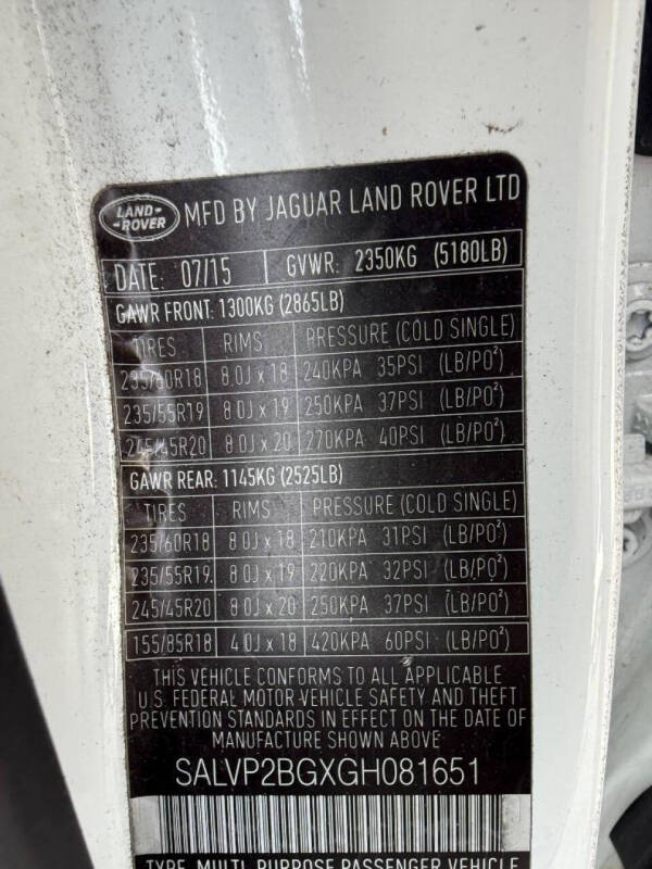 2016 Land Rover Range Rover Evoque SE