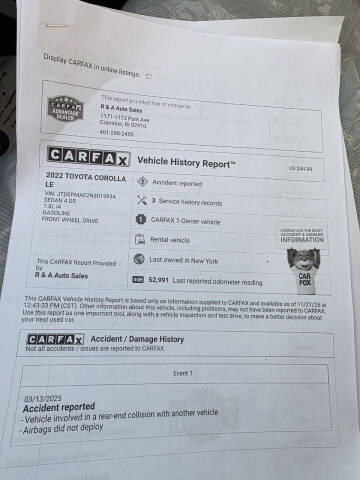 2022 Toyota Corolla LE