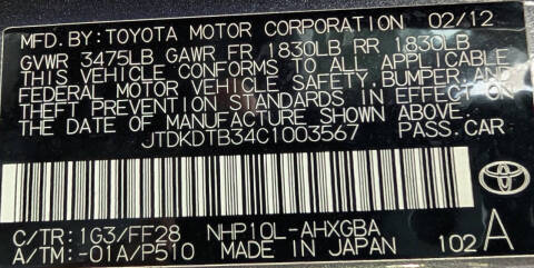 2012 Toyota Prius c One