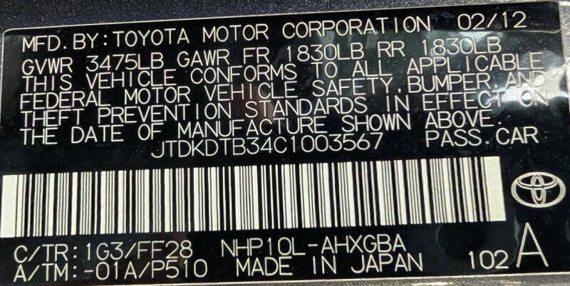 2012 Toyota Prius c One