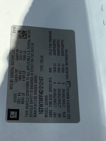 2016 GMC Savana 2500