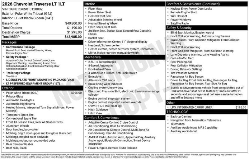 2026 Chevrolet Traverse LT