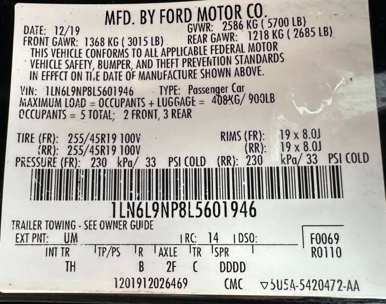 2020 Lincoln Continental Reserve